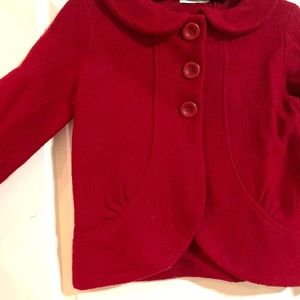 Vintage Red Short Wool Pea Coat.
